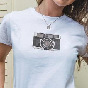 Vintage Camera Print T-Shirt - Womens Baby Tee - Salty Pixie