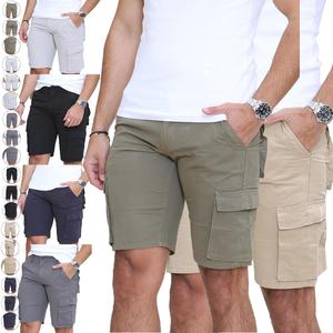 Mens Cargo Combat Shorts Cotton Chino Twill Knee Length Half Pants Multi Pockets Menswear