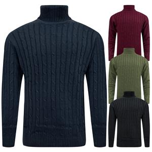 Mens Cable Knit Turtle Neck Jumper Polo Roll Neck Sweater Pullover Ribbed Knitwear Fisherman Menswear Pullover Lightweight Smart Wear