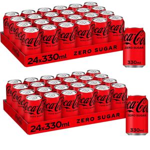 Coca-Cola Zero Sugar Multipack/PMP Cans 330ml - Pack of 48 (2x 24pk) - Soft Drinks, Beverage