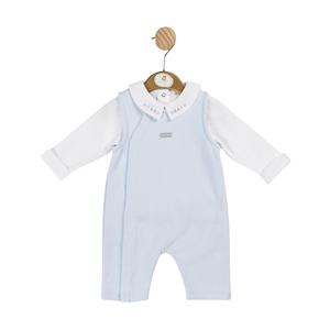 Mintini Blue Jersey Jacquard Dungaree Kidswear