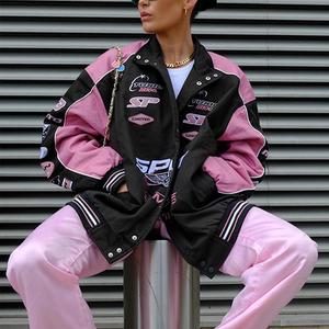 2025 New Jacket Sports Print Pink Casual Long Sleeve Motorcycle Style Jacket