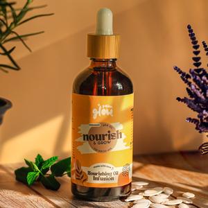 Golden Glow - Nourish & Grow Hair Oil [Healthy & Thicker Hair Growth] with Rosemary, Pumpkin Seed, Jamaican Castol Oil & more + Scalp Massager for Roots. Hair and Flow Circulation