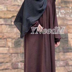 Muslim crepe front zipper abaya MS258#