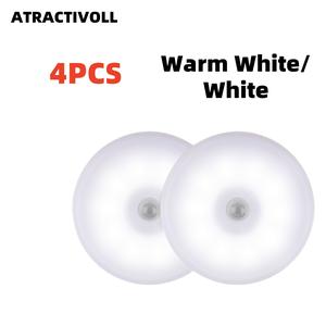 【ATRACTIVOLL】2/4PCS rechargeable environmentally friendly energy-saving lamps household automatic girl bedroom light body sensor night light smart bedside lamp unplugged
