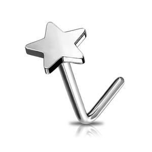 OUFER 20G Titanium L-shaped Crescent Star Nostril Stud