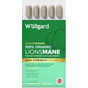 Wellgard Lions Mane Mushroom Supplement, Organic Lions Mane Mushroom Capsules, 60 Vegan Capsules