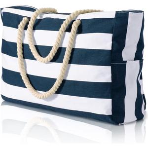 Beach Bag, Large Beach Bags for Women, Waterproof Beach Tote Bags with Zip and Rope Handle, Summer Beach Bags Holiday Essentials Travel Bag Shopping Shoulder Handbags for Pool Gym Picnic