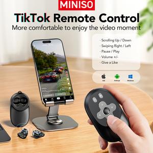 MINISO MS186 Bluetooth Wireless Earbuds Remote Control for TikTok,for Short Videos Viewing & Camera Remote, Multifunction Page Turner Tablet Ebook Reading,Bluetooth Connected,HIFI Stereo Audio Headphones Compatible with Various System Electronic