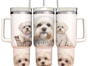 40oz Tumbler - Maltese Dog - Personalised Gift - for her for him