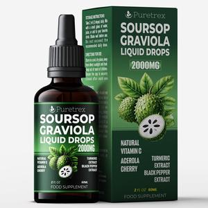 PURETREX Soursop Graviola Liquid Drops - 2000mg Natural Antioxidant Supplement with Vitamins and Acetogenins - Dietary, Fitness