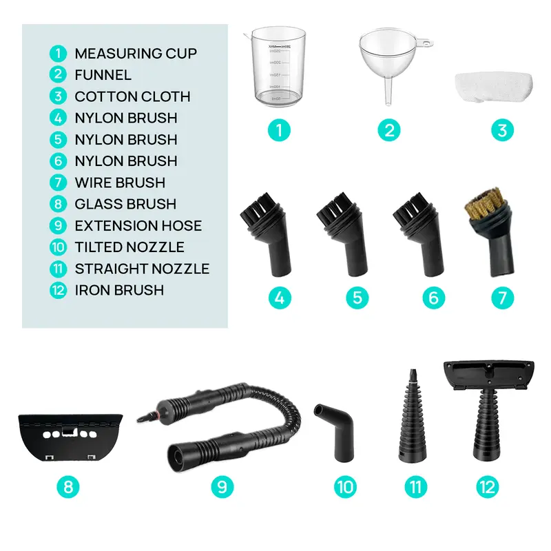 Product Introduction of Redhut Pressurized Handheld Multi-Surface Natural Steam Cleaner with 12 pcs Accessories, Multi-Purpose Steamer for Home Use, Cleaning Floor, Kitchen,Spring 1