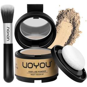 UOYOU Hairline Powder Light Blonde, Root Touch Up Powder Instantly Conceals Hair Loss, Gray Root Cover Up Powder, Water & Sweat Resistant Hair Powder for Thinning Hair Men & Women, Includes Brush {Light Blonde}