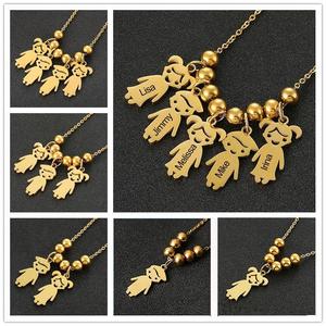 (Add Note or Leave message For Names) Customized Engraved Writing Boys and Girls Children's Pendants Stainless Steel Necklace Family Necklace for Birthday Anniversary Friends HZ-2021