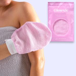Glowxie Exfoliating Glove and Body Mitt  - Naturally Removes Dead Skin Leaving Smoother Skin - Double Sided - Targets Keratosis Pilaris, Congested Skin, Acne, Ingrown Hairs & Fake Tanning (Pre and Post)