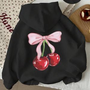Coquette Cherry Bow Back Hoodie