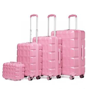[MissLulu Bags] Waffle Design Lightweight Hard Shell ABS 20''/24''/28'' Suitcase with TSA Lock and 13'' Vanity Case - Pink