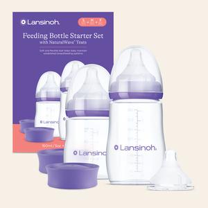 Lansinoh Feeding Bottle Starter Set with NaturalWave Teats, breastmilk or combi feeding