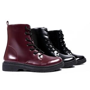 Lyanna Patent lace up boot comfy semi-waterproof zip up Women Shoe Comfort Footwear Walking Shoes Girl Shiny Stylish Fashion mid Footwear