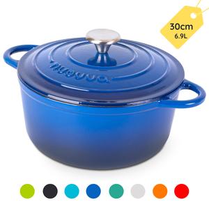 Cast Iron Kitchen Pot with Lid – Non-Stick Ovenproof Enamelled Casserole Pot, Oven Safe up to 500° F – Sturdy Dutch Oven Cookware – 7.3 Quart (6.9L), 30cm - by nuovva