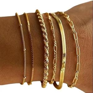 Glöd of Sweden Six Pieces Golden Bracelet Set with Real 18k Gold Plating