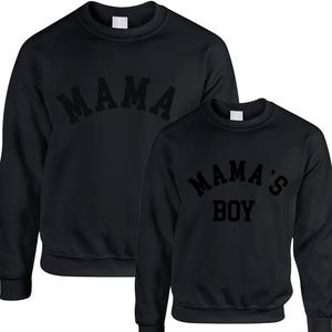 Mama & Mama's Boy Stealth Black/Black College Matching Sweatshirts