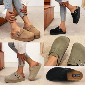 Nexsus Plus Ladies Women Platform High Sole Buckle Mules Clogs Leather Comfy Sole Summer Walking Shoes Footwear Girl True To Size For Standard, Wide Feet Size Up UK Size 3-8 Casual Comfort Active Black