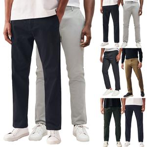Mens Stretch Chino Twill Trousers Slim Regular Fit Straight Spandex Cotton Work Relaxed Pants Sizes 30-46 Classic Menswear