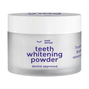 MAD DENTAL Teeth Whitening Powder - Removes Years of Stains, Enamel Safe & Sensitivity Free, Teeth Whitening Powder for Coffee, Tea, Food, Wine, and Smoking Stains - Advanced PAP+ Formula - 6 Month Teeth Whitener Supply - Oral