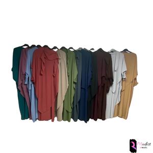 umrah khimar set with pockets 8 to 24 uk size crepe jazz material boat neck 13 colours teal mauve claret red black caramel hijab islamic abaya modest muslim womenwear casual essential islam modern elegant hijabi umrah hajj Eid Gift Ramadan butterfly dress