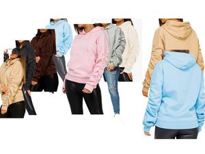 Fashion Luva Drawstring Cozy Ruched Long Sleeve Fleece Hoodie with Oversized Sweatshirt Top Hood Casual Plain Black White