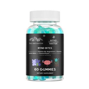 Meet Mynd Bites - The Antidotes - vitamin b6, magnesium, L-theanine, Lemon Balm and Passionflower ashwagandha gummies, a thoughtfully formulated gummy designed to help you reset, rebalance, and restore your calm and reclaim your balance in one bite.