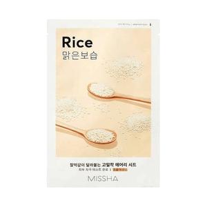 MISSHA Airy Fit Sheet Mask Rice delivers brightening skincare with calming effects. This nourishing mask is ideal for sensitive skin, providing soothing care and skin repair while ensuring comfort throughout use.