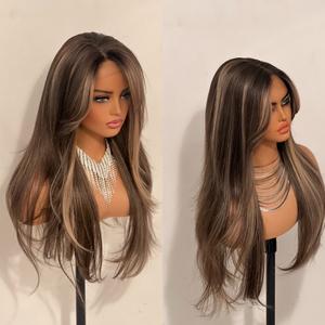 Ms Merci integrated synthetic lace front wig  layered short curtain bangs (bang units 7)