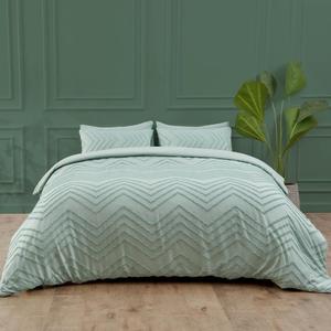 Signature Duvet Quilt Cover Set Tufted Bedding Luxury Single Double Super King Size Bed Soft Microfiber Zigzag Pattern