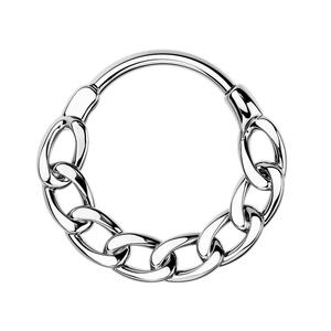 16G Chain Style Stainless Steel Hypoallergenic Hinged Segment Septum Ring