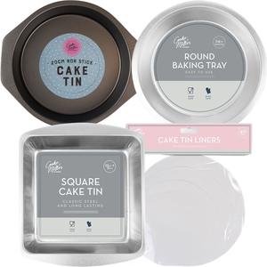 2x Nonstick Round Cake Pan Tins Bakeware Set Square Cake Oven Tray Cookie Baking