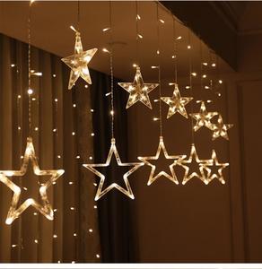 【ATRACTIVOLL】1SET LED Star String Lights Solar Lights Hanging Decoration Curtain Lights Room Outdoor Decoration Ambient Lights