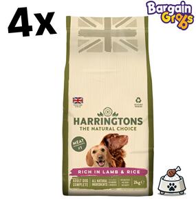 4 x Harringtons Complete Adult Dry Dog Food Lamb & Rice (2KG) – Natural, Balanced Nutrition for Healthy Dogs