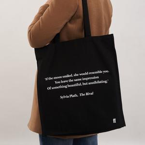 Sylvia Plath Black Cotton Tote Bag With Quote | Faber and Faber