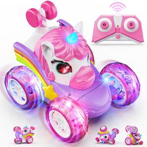 RC Stunt Car – Remote Control Car Spins & Drifts with LED Lights – Fun Gift for Kids & Unicorn Lovers - Perfect Birthday Gifts - Exciting Present for Kids & Girls
