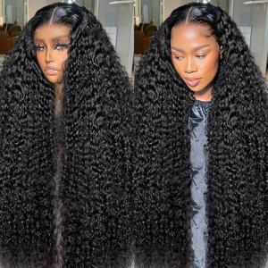 Bling Hair 18-36 Inch 13x6 Deep Wave Lace Front Wigs Human Hair 13x4 Lace Frontal Wigs Curly Human Hair Wig for Women Glueless Wigs Pre Plucked with Baby Hair Natural Color
