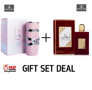 Lattafa Yara Pink EDP 100ml vanilla scent & Ameerat Al Arab Red 100ml Perfect Gift Set - Dubai Oud Scents