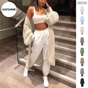 KatchMe LONGLINE BALLOON SLEEVE KNITTED CARDIGAN Live2(Fits a Size 6-24 UK), Womens Plain Side Pocket Loose Knitwear, Minimalist Comfort Womenswear
