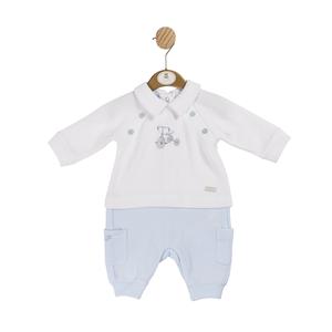 White and Blue Bike Long Romper