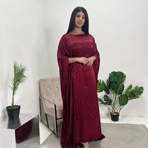 Ladies Leaf Print Satin Kaftan Dress UK Onesize 6-20 - Casual Womenswear