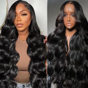 Bling Hair 30 Inch 13x6 Body Wave Lace Front Wigs Human Hair Lace Front Wigs Human Hair Pre Plucked Brazilian Virgin Human Hair Wigs for Women 13x4 Glueless Lace Frontal Wig Natural Black Body Wave Wig