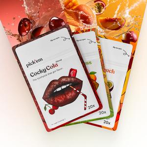 3-Pack JUICY FLAVOR BUNDLE Toothpicks - Cola, Mango, Peach - 3 x 20 Pieces for only £10.99 - pick'em combi pack - Get This Oral Satisfaction Now