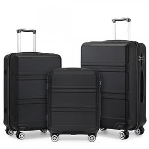 [MissLulu Bags] Sculpted Horizontal Design ABS 20''/24''/28'' Suitcase with TSA Lock - Black