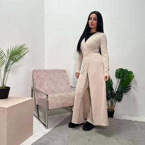 Ladies soft wrap long jacket & trouser co ord set sizes 6-14